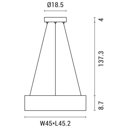 Lámpara LED colgante LED/30W/230V 3000K 45x45 cm gris