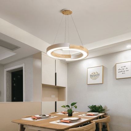 Lámpara LED colgante LED/32W/230V 3000K blanco/madera