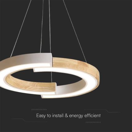 Lámpara LED colgante LED/32W/230V 3000K blanco/madera