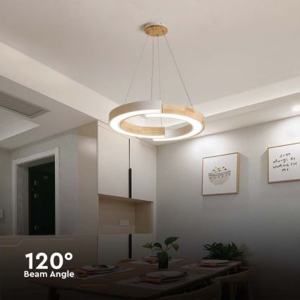 Lámpara LED colgante LED/32W/230V 3000K blanco/madera