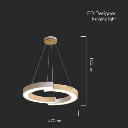 Lámpara LED colgante LED/32W/230V 3000K blanco/madera