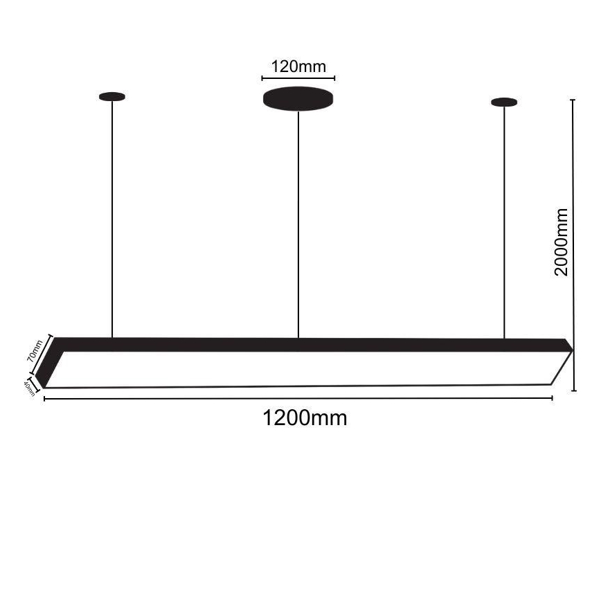 Lámpara LED colgante LED/32W/230V 4000K diá. 120 cm negro