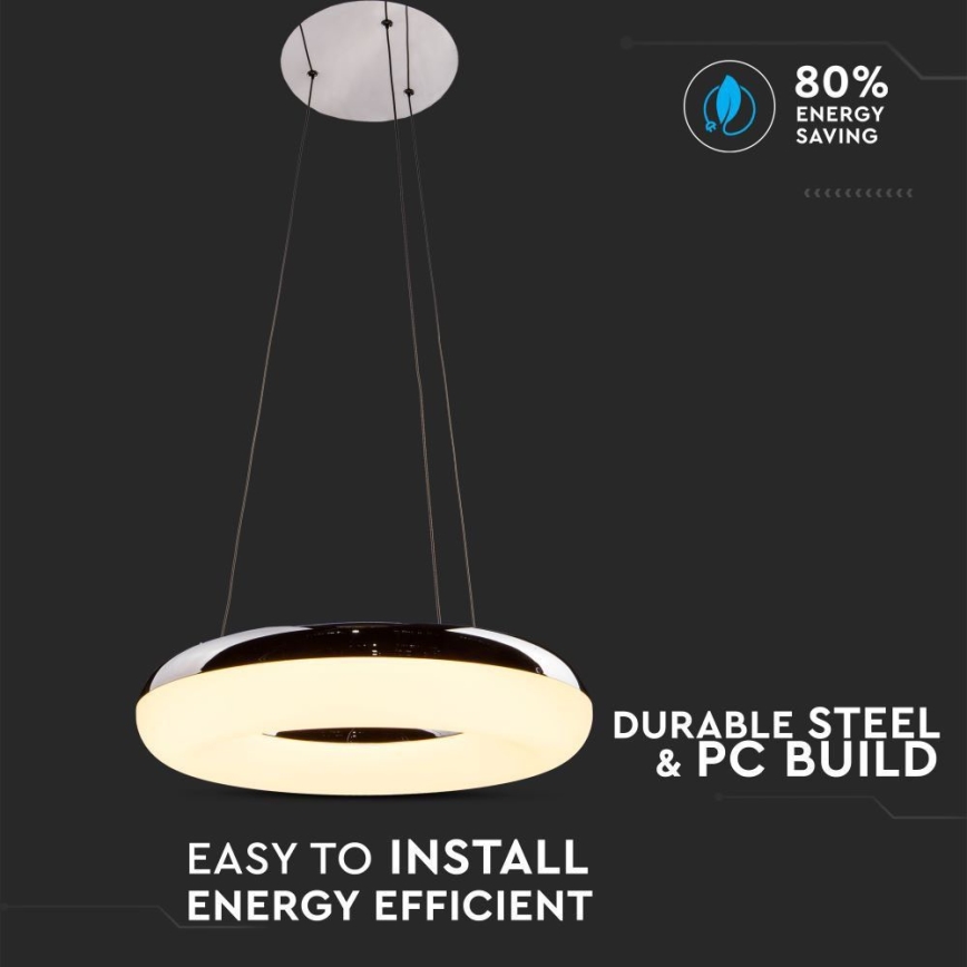 Lámpara LED colgante LED/40W/230V 3000K diá. 40 cm cromo brillante