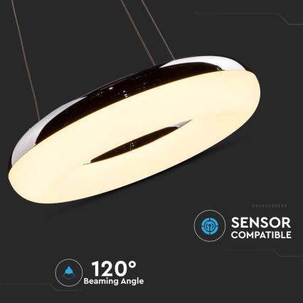 Lámpara LED colgante LED/40W/230V 3000K diá. 40 cm cromo brillante