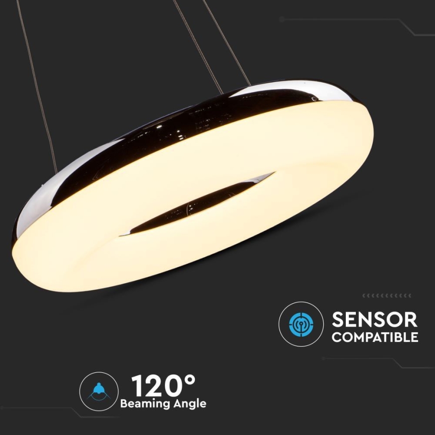Lámpara LED colgante LED/40W/230V 3000K diá. 40 cm cromo brillante