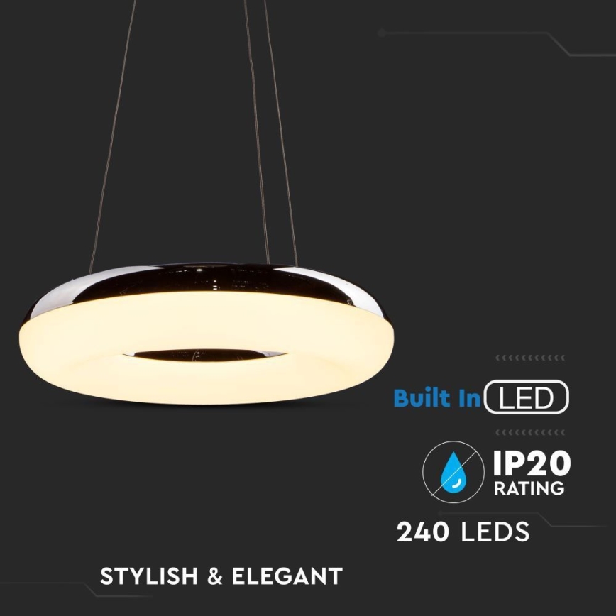 Lámpara LED colgante LED/40W/230V 3000K diá. 40 cm cromo brillante