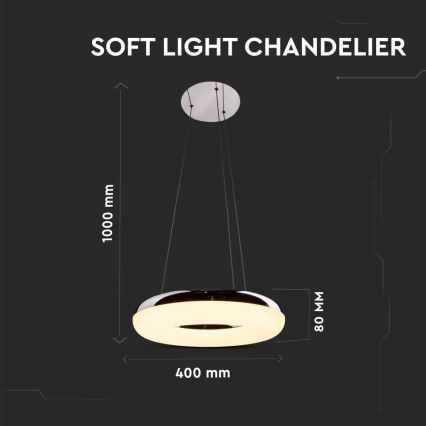 Lámpara LED colgante LED/40W/230V 3000K diá. 40 cm cromo brillante