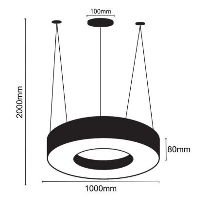Lámpara LED colgante LED/50W/230V 4000K diá. 100 cm negro