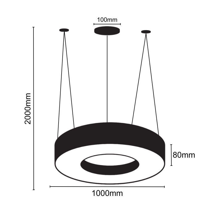 Lámpara LED colgante LED/50W/230V 4000K diá. 100 cm negro