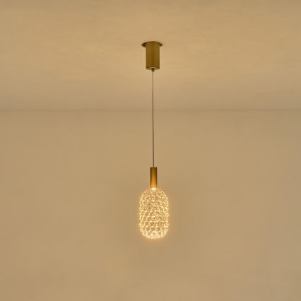 Lámpara LED colgante LED/6,3W/230V 3000K dorado diá. 20 cm