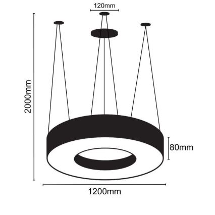 Lámpara LED colgante LED/60W/230V 4000K diá. 120 cm negro