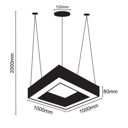 Lámpara LED colgante LED/70W/230V 4000K 100x100 cm negro