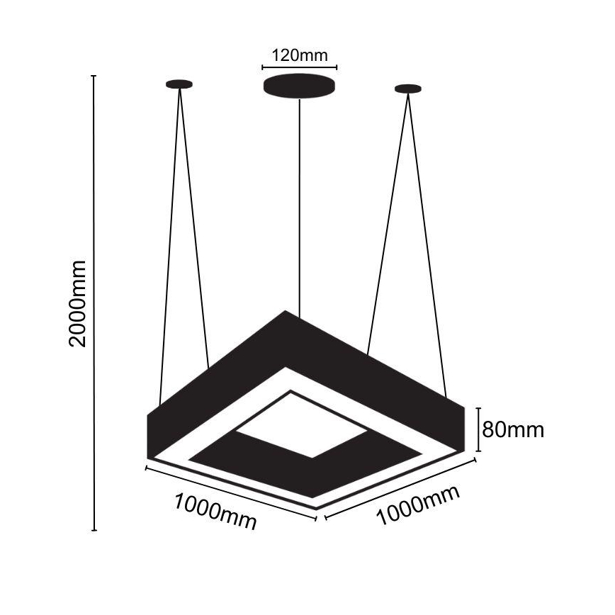 Lámpara LED colgante LED/70W/230V 4000K 100x100 cm negro