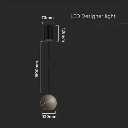 Lámpara LED colgante LED/8,5W/230V 3000K gris