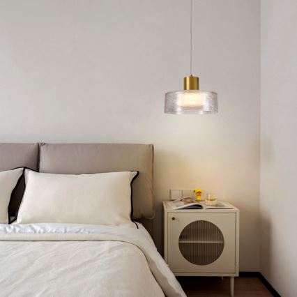 Lámpara LED colgante LED/8W/230V 3000K dorado/transparente pr. 20 cm