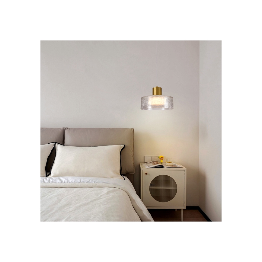 Lámpara LED colgante LED/8W/230V 3000K dorado/transparente pr. 20 cm