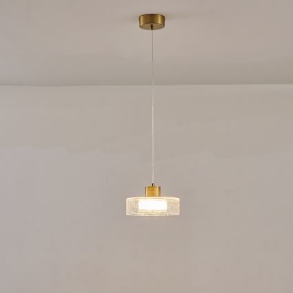 Lámpara LED colgante LED/8W/230V 3000K dorado/transparente pr. 20 cm