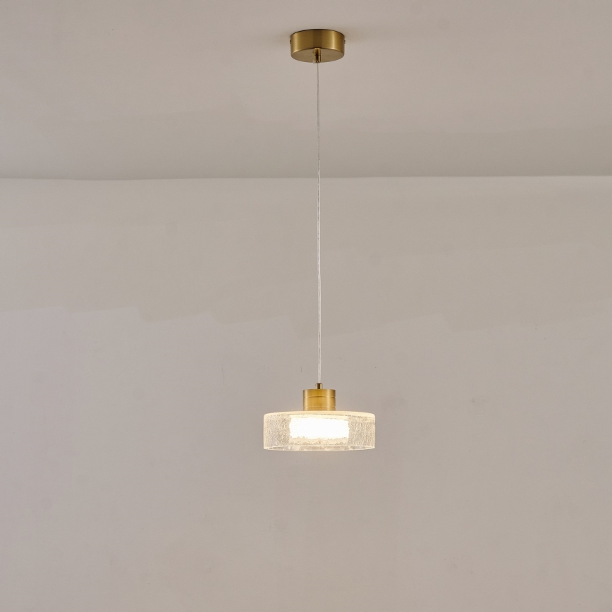 Lámpara LED colgante LED/8W/230V 3000K dorado/transparente pr. 20 cm