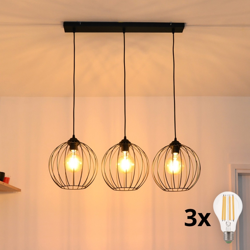 Lámpara LED colgante MERCURE 3xE27/15W/230V