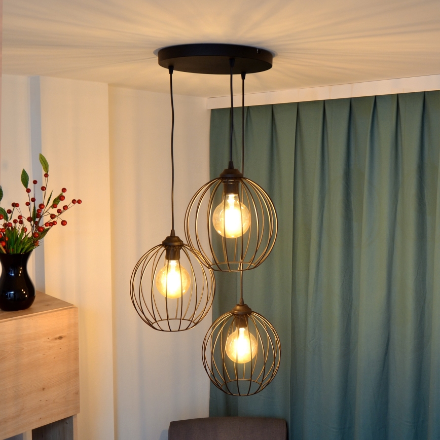 Lámpara LED colgante MERCURE 3xE27/15W/230V ø 50 cm negro