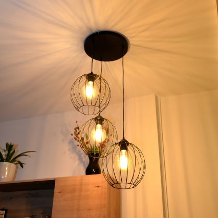 Lámpara LED colgante MERCURE 3xE27/15W/230V ø 50 cm negro