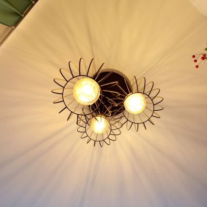 Lámpara LED colgante MERCURE 3xE27/15W/230V ø 50 cm negro