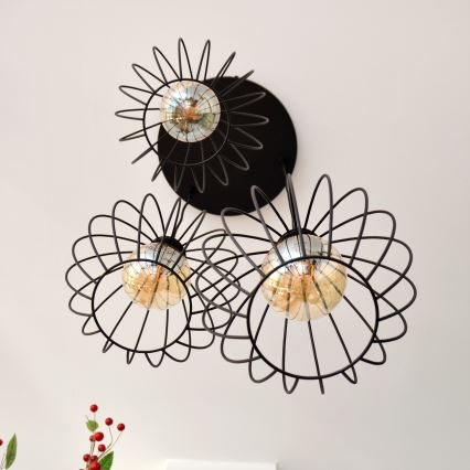 Lámpara LED colgante MERCURE 3xE27/15W/230V ø 50 cm negro