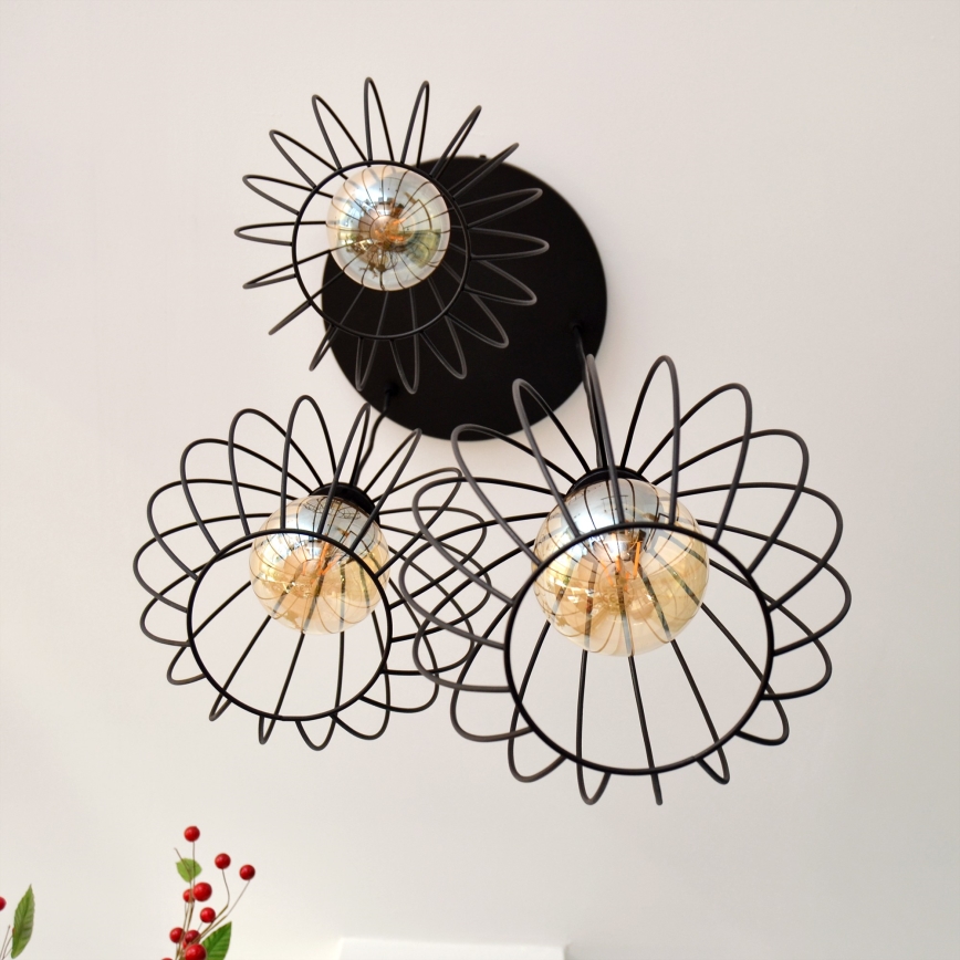 Lámpara LED colgante MERCURE 3xE27/15W/230V ø 50 cm negro