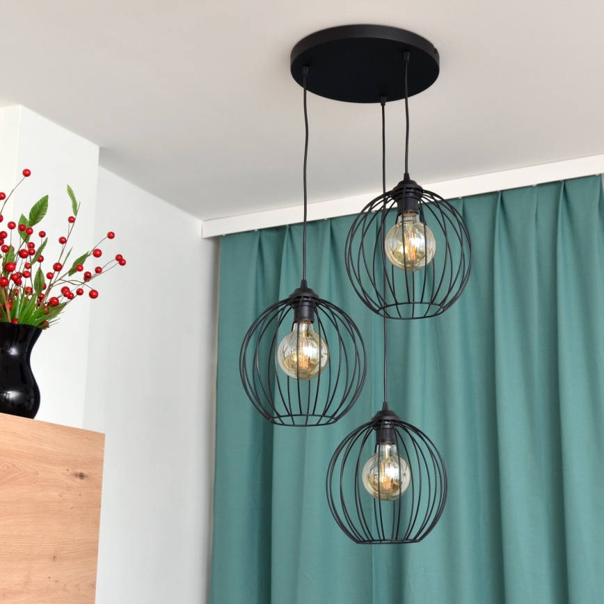 Lámpara LED colgante MERCURE 3xE27/15W/230V ø 50 cm negro