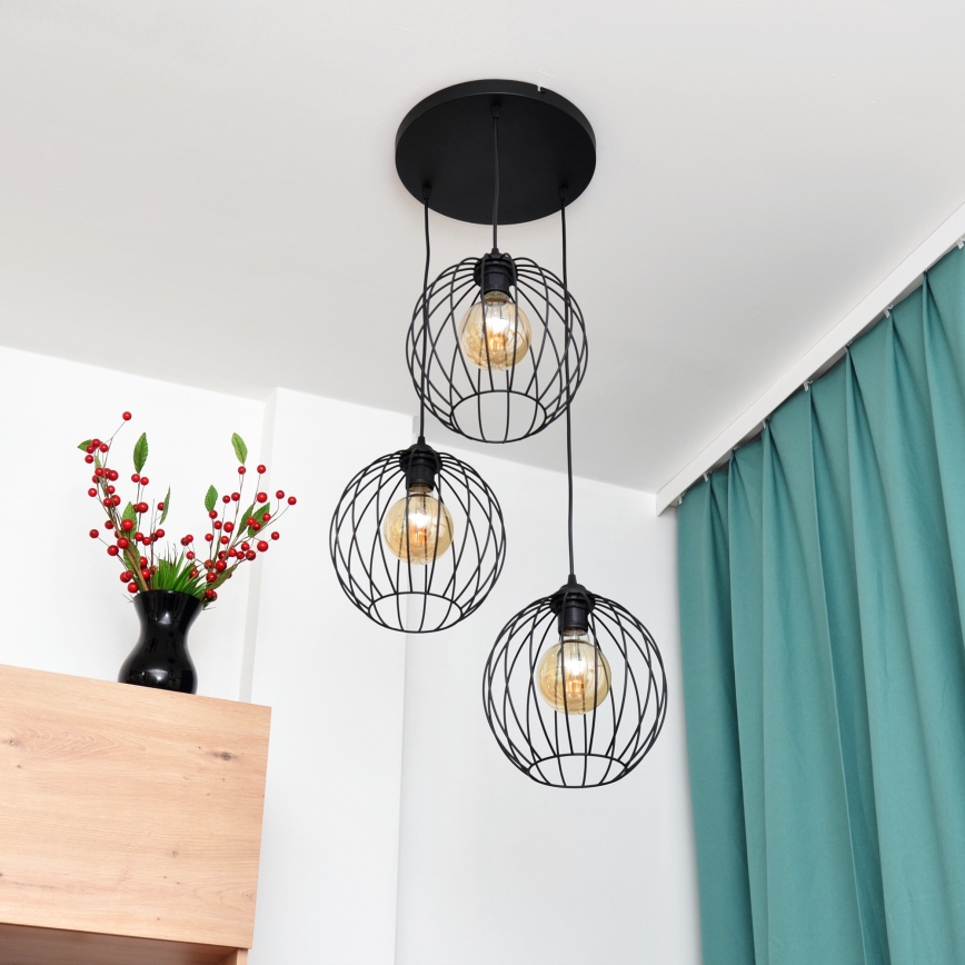 Lámpara LED colgante MERCURE 3xE27/15W/230V ø 50 cm negro