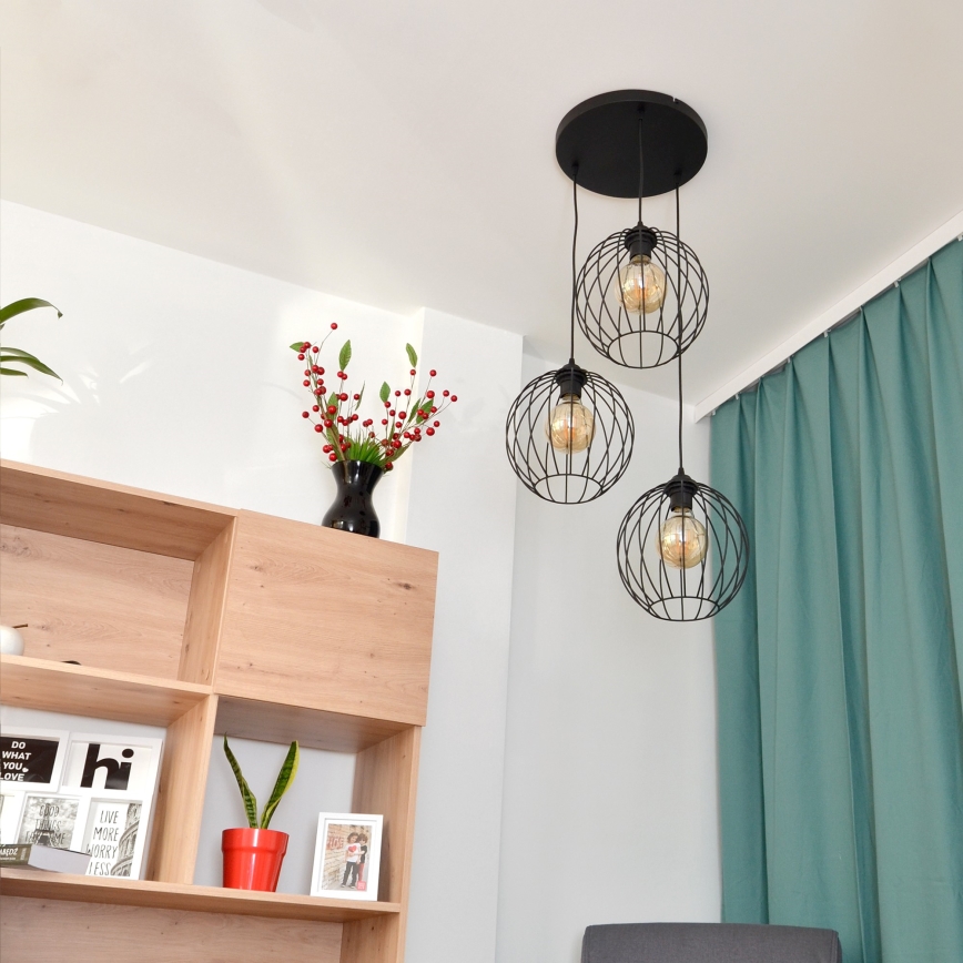 Lámpara LED colgante MERCURE 3xE27/15W/230V ø 50 cm negro