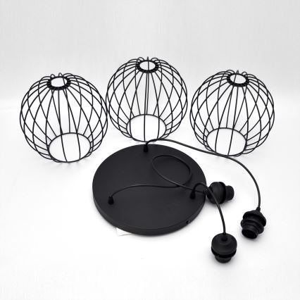 Lámpara LED colgante MERCURE 3xE27/15W/230V ø 50 cm negro