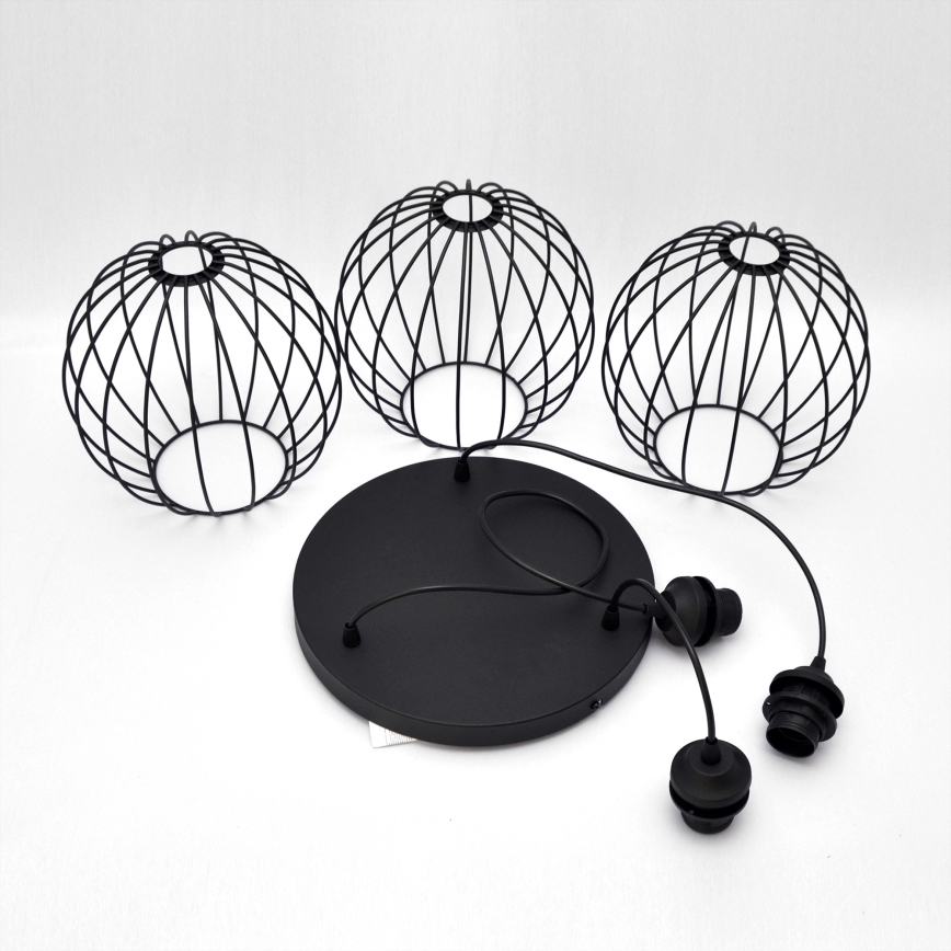 Lámpara LED colgante MERCURE 3xE27/15W/230V ø 50 cm negro