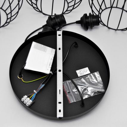 Lámpara LED colgante MERCURE 3xE27/15W/230V ø 50 cm negro