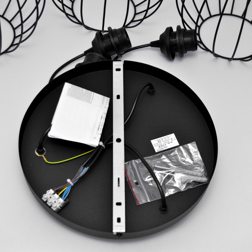 Lámpara LED colgante MERCURE 3xE27/15W/230V ø 50 cm negro