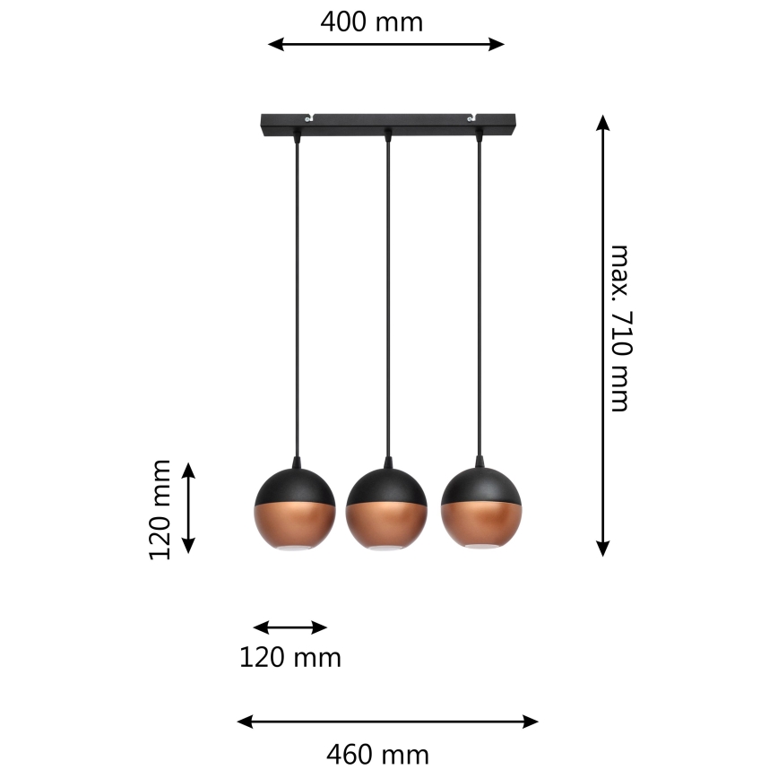 Lámpara LED colgante MIDWAY 3xGU10/4,8W/230V negro/cobre