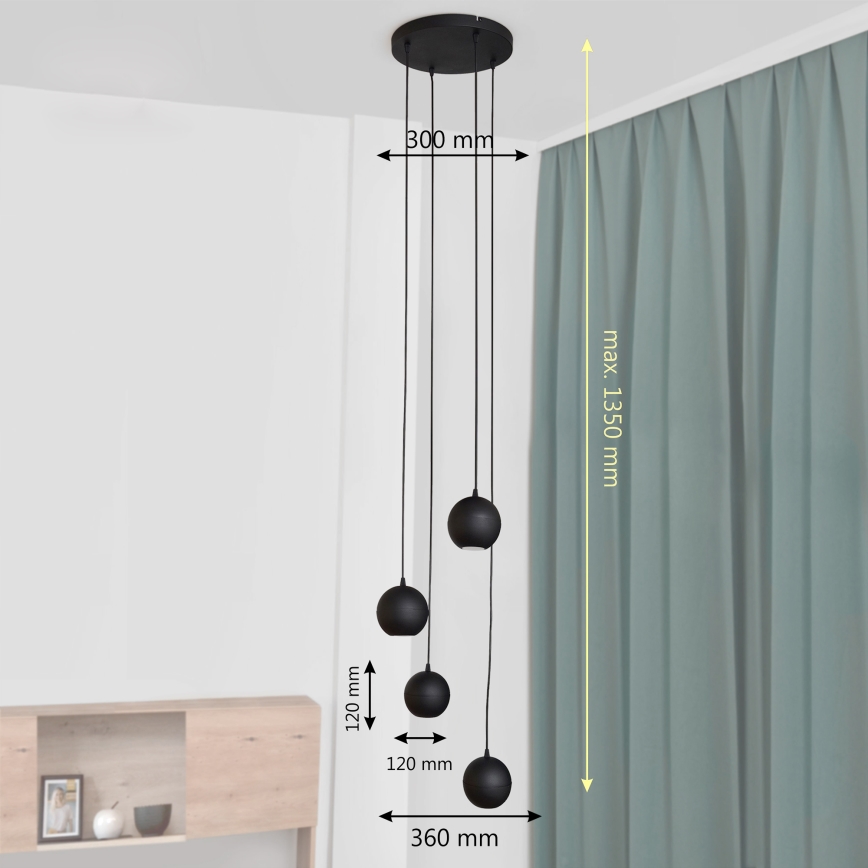 Lámpara LED colgante MIDWAY 4xGU10/4,8W/230V negro