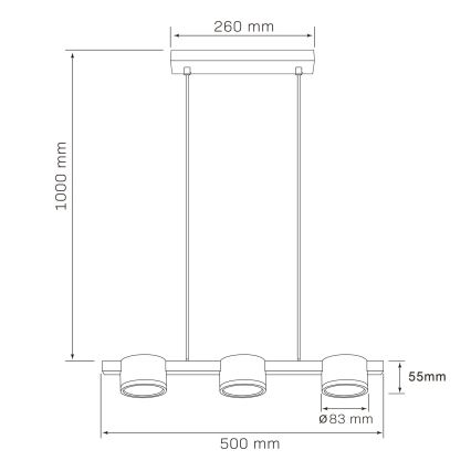 Lámpara LED colgante MIRELLA 3xGX53/6W/230V negro