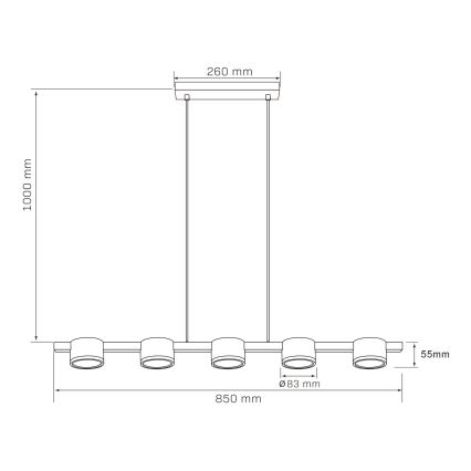 Lámpara LED colgante MIRELLA 5xGX53/6W/230V negro