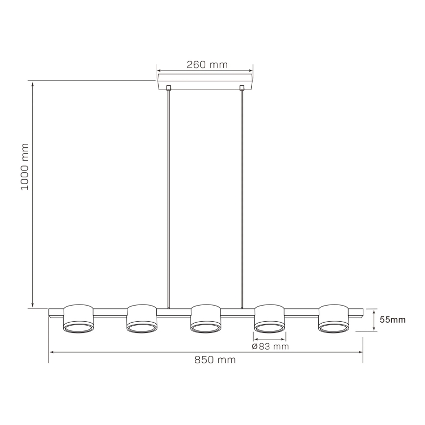 Lámpara LED colgante MIRELLA 5xGX53/6W/230V negro