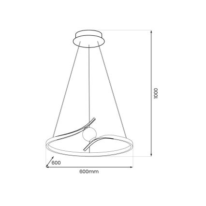 Lámpara LED colgante PERLA LED/34W/230V negro