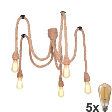 Lámpara LED colgante ROPE CASA 5xE27/10W/230V araña