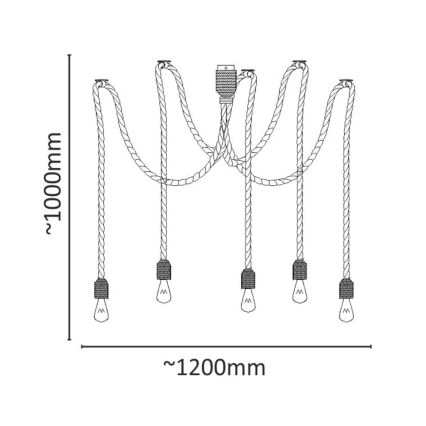 Lámpara LED colgante ROPE CASA 5xE27/10W/230V araña