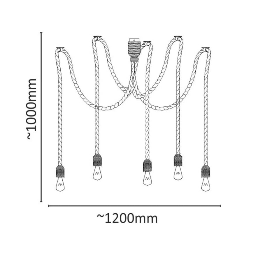 Lámpara LED colgante ROPE CASA 5xE27/10W/230V araña