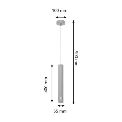 Lámpara LED colgante TUBA 1xGU10/4,8W/230V gris/cromo brillante