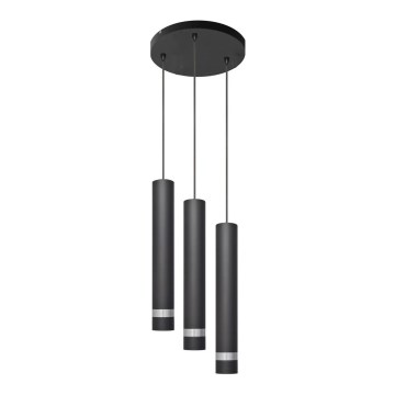 Lámpara LED colgante TUBA 3xGU10/4,8W/230V negro/cromo brillante