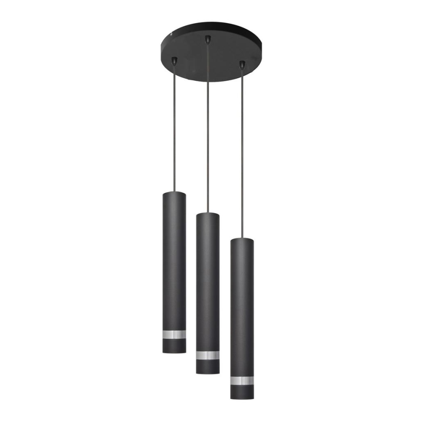 Lámpara LED colgante TUBA 3xGU10/4,8W/230V negro/cromo brillante