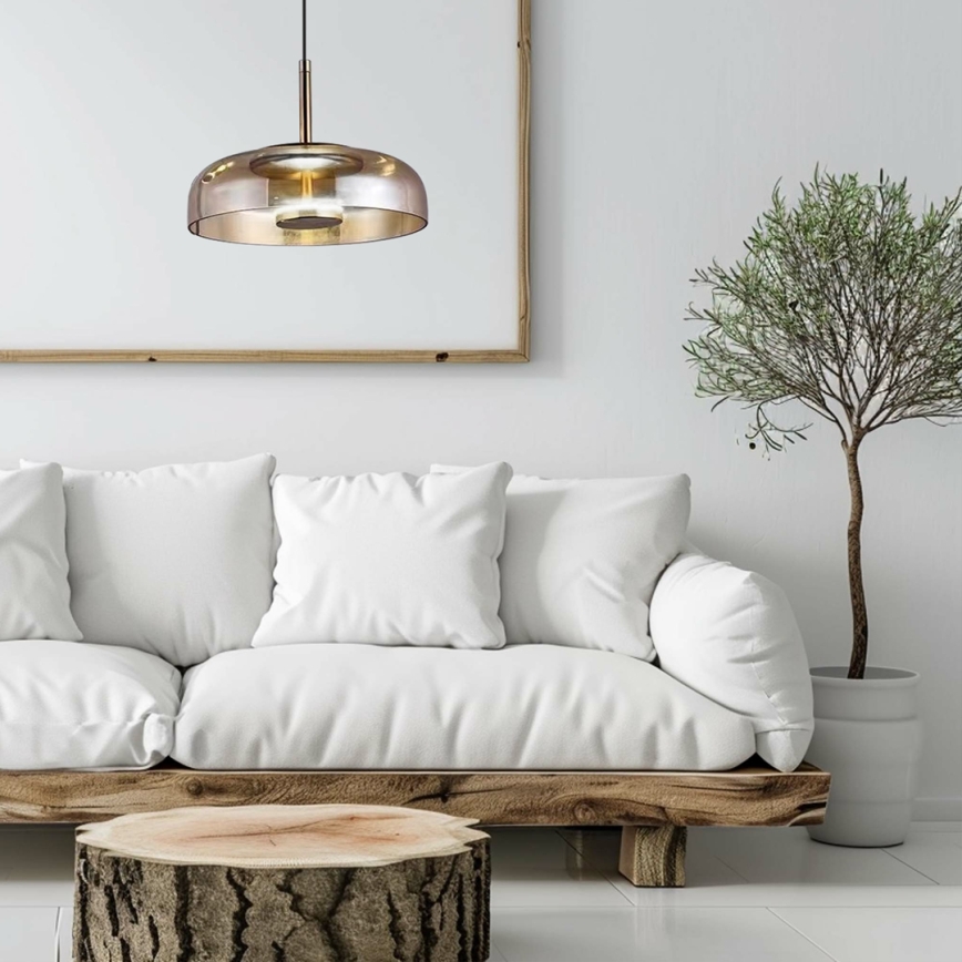 Lámpara LED colgante VETRO LED/6W/230V diá. 23 cm beige/negro