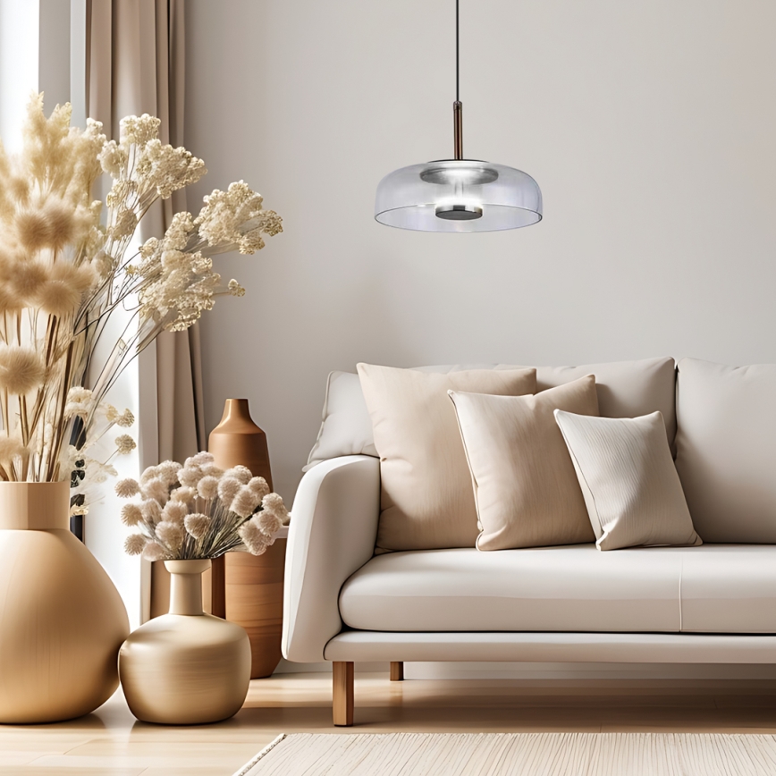 Lámpara LED colgante VETRO LED/6W/230V diá. 23 cm gris/negro