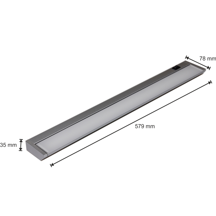Lámpara LED debajo del gabinete LED/10W/230V plata